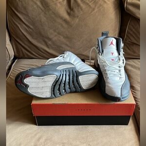 JORDAN 12 RETRO 'DARK GREY White/Dark Grey/Gym Red Men Size 8